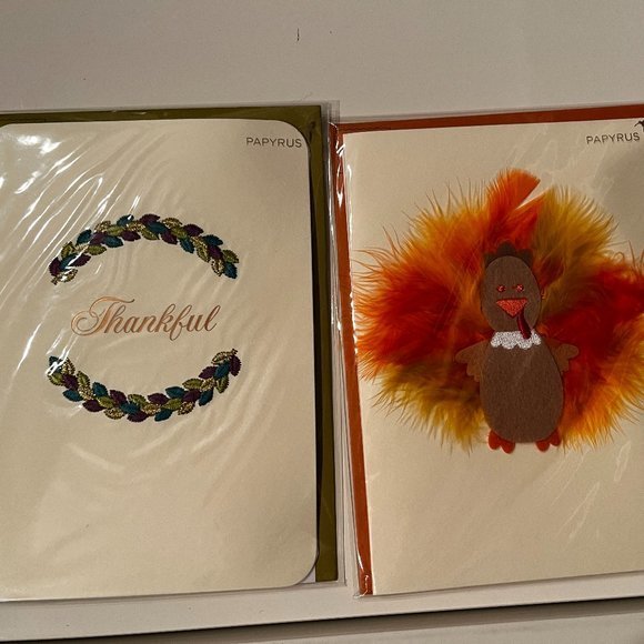 Thanksgiving - Papyrus Thanksgiving Greeting Cards Set of 2 with Elegant Designs - Picture 1 of 6